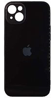 Силиконовый чехол для Apple iPhone 14 Plus стеклянный с защитой камеры черный