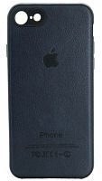 Силиконовый чехол для Apple iPhone 7/8 кожа с лого синий