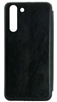 Чехол-книга OPEN COLOR для Samsung Galaxy S21 с прострочкой черный