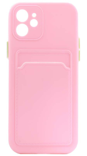Силиконовый чехол для Apple iPhone 12 с кардхолдером розовый