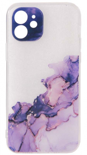 Силиконовый чехол для Apple iPhone 12 water ink фиолетовый