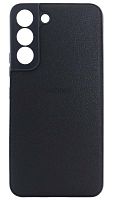 Силиконовый чехол для Samsung Galaxy S22 кожа с лого черный