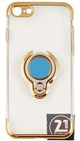 Силиконовый чехол Faison для APPLE iPhone 7/8, Ring Aura, с держателем, магнит, золотой