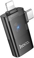 Переходник USB(f) - 8 pin(m), Type-C(m) HOCO UA36E OTG чёрный, прозрачный