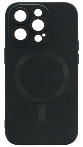 Силиконовый чехол для Apple iPhone 14 Pro MagSafe матовый с линзами черный