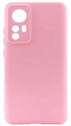 Силиконовый чехол для Xiaomi 12/12X soft с защитой камеры розовый