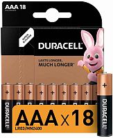 Батарейка AAA Duracell LR03-18BL Basic, 1.5В, (18/180/5220)