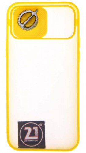 Силиконовый чехол для Apple iPhone 12/12 Pro с защитой камеры фрукт желтый