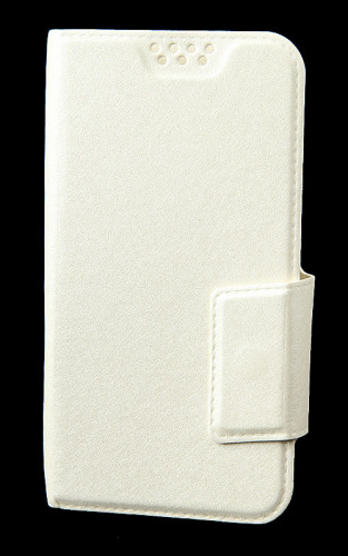 Чехол футляр-книга универсальная 4-4.5 дюймов с раздвижным креплением (белый)