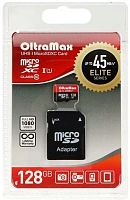 128GB карта памяти microSDXC OltraMax Class10 UHS-1 Elite SD 45 MB/s с адаптером чёрный