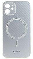 Силиконовый чехол Paika для Apple iPhone 12 magsafe карбон белый