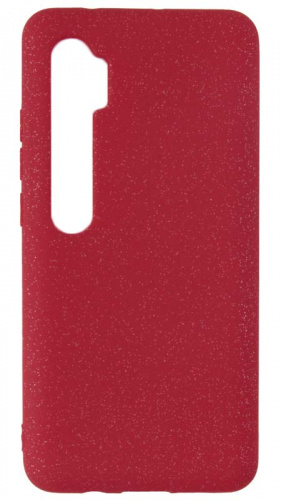 Силиконовый чехол для Xiaomi Mi Note 10/Mi Note 10 Pro матовый с блестками красный