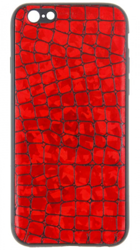 Силиконовый чехол для Apple iPhone 6/6S Крокодил перламутр красный