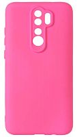 Силиконовый чехол Soft Touch для Xiaomi Redmi Note 8 Pro с защитой камеры неоновый розовый
