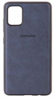 Силиконовый чехол для Samsung Galaxy A51/A515 кожа с лого синий