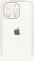 Силиконовый чехол для Apple iPhone 15 Pro Max стеклянный с защитой камеры белый