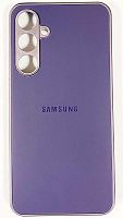 Силиконовый чехол для Samsung Galaxy A35/A356 с защитой камеры пластиковый с лого фиолетовый