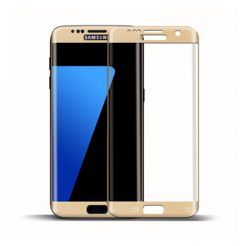 Противоударное стекло для Samsung Galaxy S7 Edge/G935 с полной клеющей основой золотой