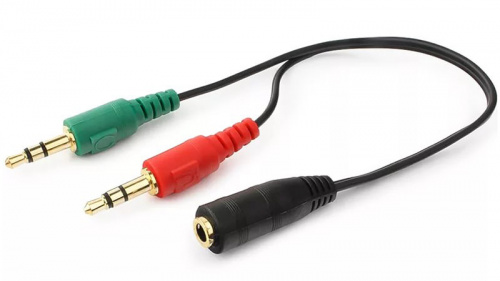 Кабель аудио сигнала Cablexpert CCA-418, джек3.5 наушники + 3.5 микрофон-> джек3.5 4pin, длина 20см