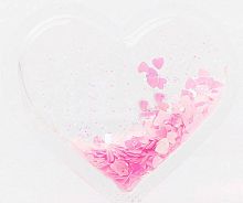 Декоративная наклейка на чехол пересыпучка силикон сердце розовый