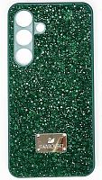 Силиконовый чехол SW для Samsung Galaxy S24 поверхность из страз зеленый
