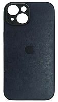 Силиконовый чехол для Apple iPhone 15 кожа с лого синий