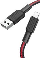 Кабель USB - 8 pin HOCO X69 Jaeger 1.0м круглый 2.4A нейлон красный