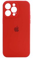 Силиконовый чехол Soft Touch для Apple iPhone 14 Pro Max с защитой камеры лого красный