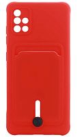 Силиконовый чехол для Samsung Galaxy A51/A515 с кардхолдером красный вид 2