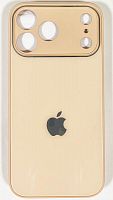 Силиконовый чехол для Apple iPhone 17 Pro Max стеклянный с защитой камеры персиковый