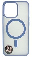 Силиконовый чехол для Apple iPhone 13 Pro MagSafe с окантовкой голубой