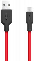 Кабель USB - MicroUSB HOCO X21 1.0м круглый 2.4A силикон черно-красный