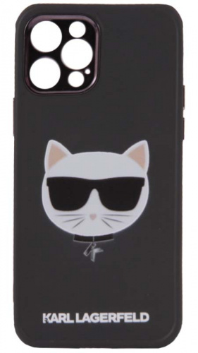 Силиконовый чехол для Apple iPhone 12 Pro Cat Karl чёрный