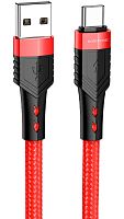 Кабель USB - Type-C Borofone BU35, 1.2м, круглый, 3.0A, нейлон красный