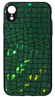Силиконовый чехол для Apple iPhone XR Крокодил перламутр зеленый