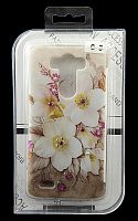 Силиконовый чехол Creative Case для LG G3 s D724 со стразами (светло-коричневый "Бело-фиолетовые цве