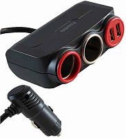 Разветвитель прикуривателя FaisON LS-83 Select на 2 прикуривателя 2 USB DC 12V/24V чёрный, красный