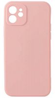 Силиконовый чехол для Apple iPhone 12 матовый с защитой камеры розовый