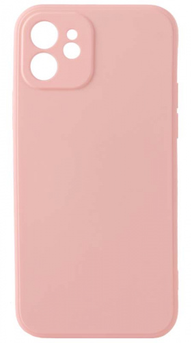 Силиконовый чехол для Apple iPhone 12 матовый с защитой камеры розовый