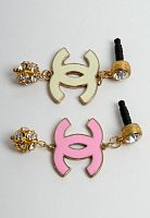 Декоративная заглушка для джек 3.5 со стразами и камнями ("Chanel")