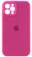 Силиконовый чехол Soft Touch для Apple iPhone 12 Pro с защитой камеры лого неоновый розовый