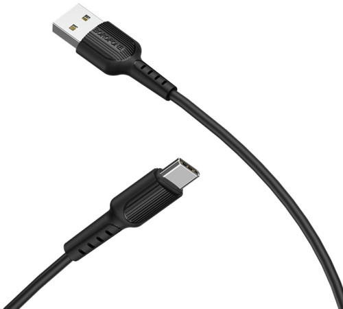 Кабель USB - Type-C Borofone BX16 Easy, 1.0м, круглый, 3.0A, силикон черный