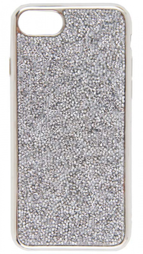 Силиконовый чехол для Apple iPhone 7/8 поверхность из страз с окантовкой серебро