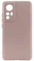 Силиконовый чехол для Xiaomi 12/12X soft с защитой камеры бледно-розовый