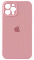Силиконовый чехол Soft Touch для Apple iPhone 12 Pro с защитой камеры лого светло-розовый