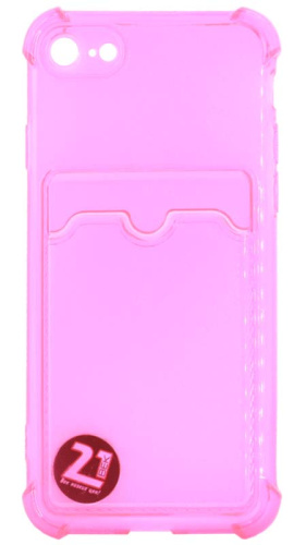Силиконовый чехол для Apple iPhone 7/8 с кардхолдером и уголками прозрачный розовый