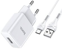 СЗУ 1 USB HOCO N9 Especial 2100mA кабель Type-C белый