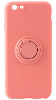 Силиконовый чехол для Apple iPhone 6/6S матовый с кольцом ярко-розовый