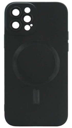 Силиконовый чехол для Apple iPhone 12 Pro MagSafe матовый с линзами черный