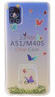 Силиконовый чехол для Samsung Galaxy A51/A515 бабочки синий градиент